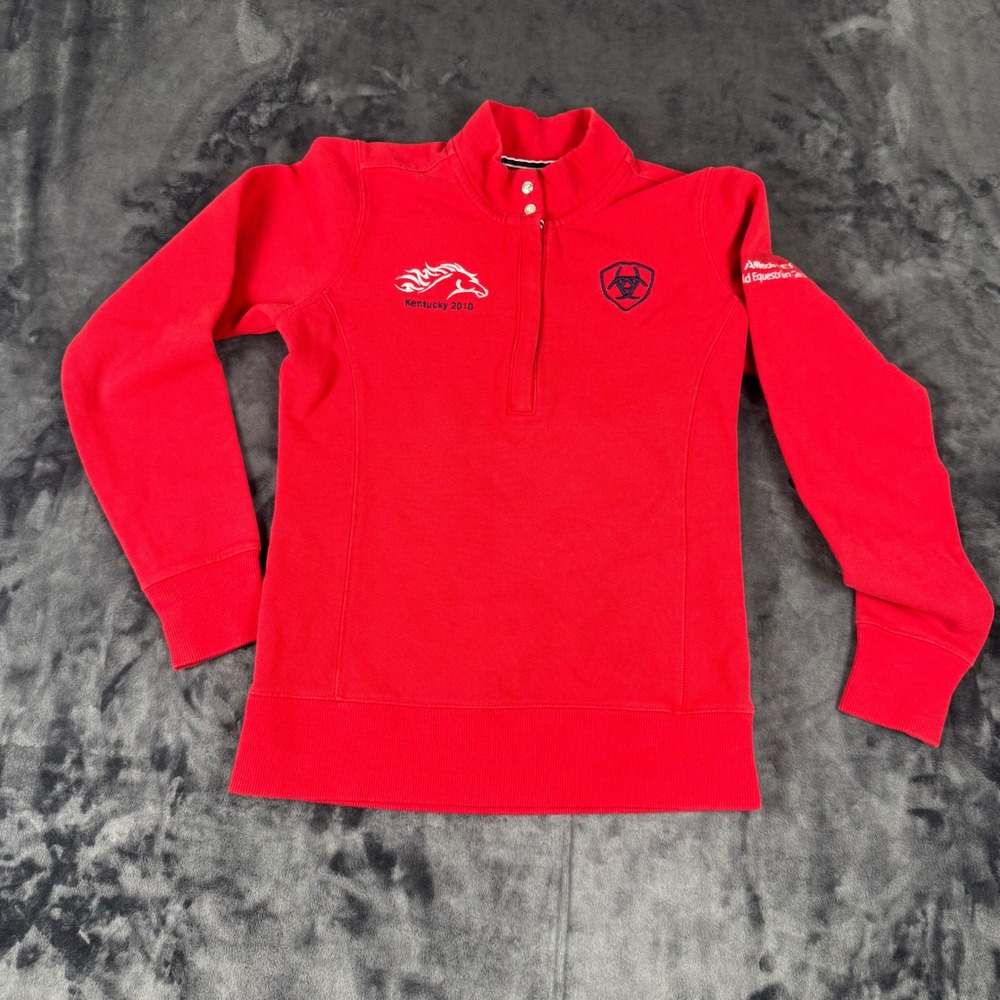 Ariat Sweatshirt Womens XS Red Kentucky 2010 World Equestrian Games 1/4 Button